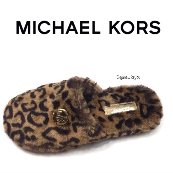 Michael Kors Jet Set Leopard Faux Fur Slippers - Picture 2 of 7